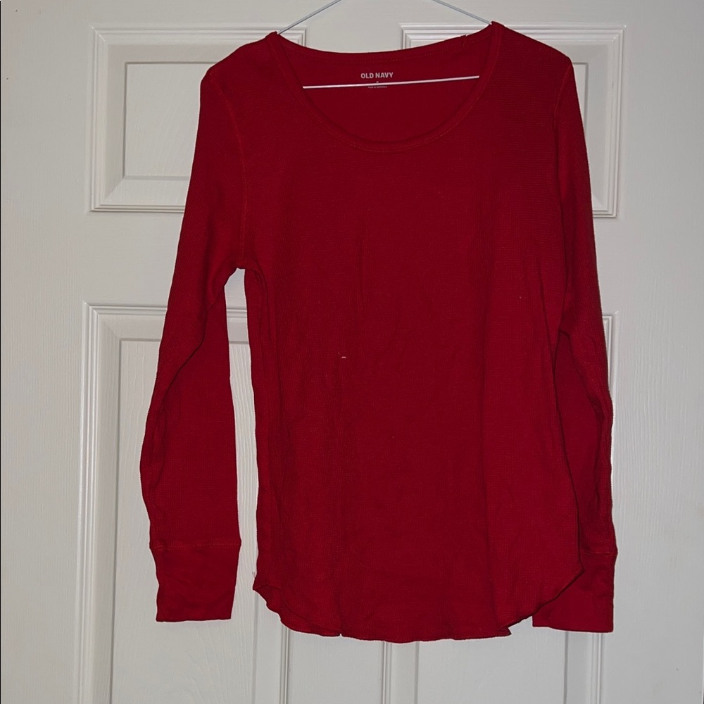 Old Navy Women's Red Waffle Long Sleeve Top